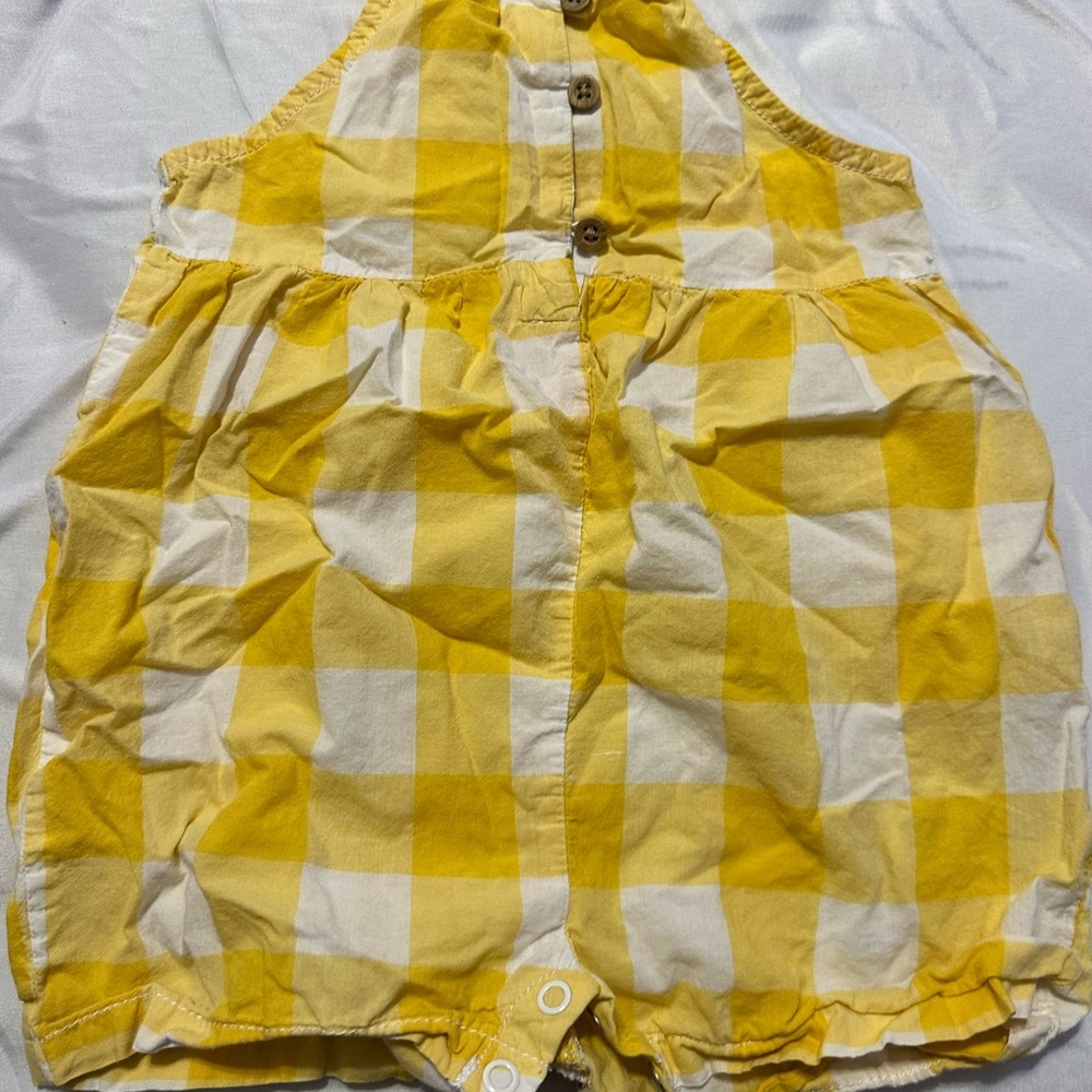 Yellow and White Checkered Romper